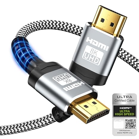 Soonsoonic 10K 8K 4K HDMI Cable 2M Certified | 48Gbps Ultra High Speed HDMI 2.1 Cable, 8K@60Hz 4K@120Hz HDR10 eARC HDCP2.2/2.3 Ethernet-Braided HDMI Cable | for UHD TV Monitor Laptop Xbox PS4/PS5 etc