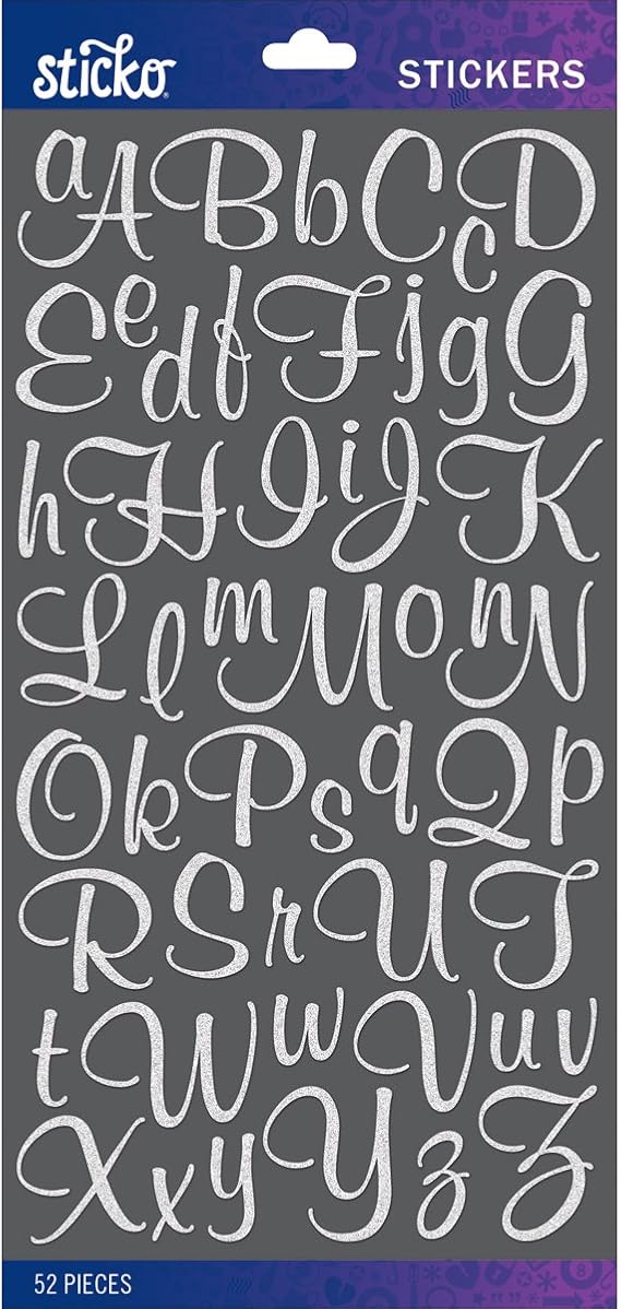 Sticko Sticker Alpha-Mural-Small-Script-White-Glitter (52 Pieces) 52-90109