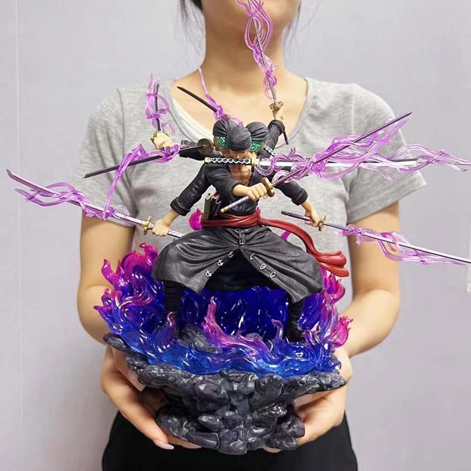 TENGFA Anime One Piece Figure:Three-Headed Six-Armed Asura Nine-Knife Flow Zoro Figure Large PVC Statue Gifts to Collect Anime Statues Model Decoration 39Cm