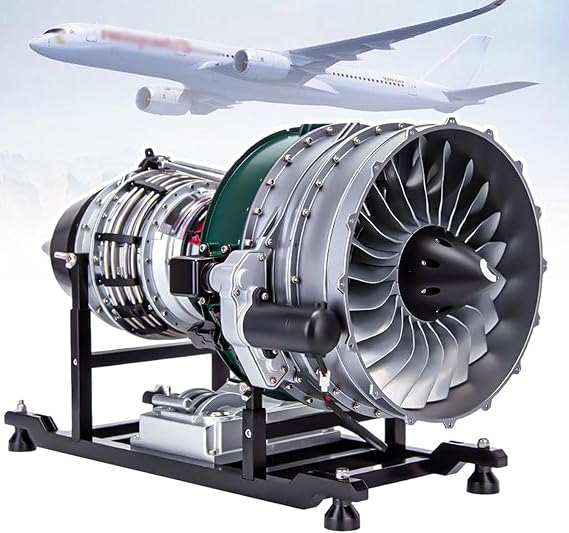 1:10 Turbofan Engine Model, 1100+ Piece Collectors Metal Kit with Dynamic Display & Sound, Large Desktop Mechanical Sculpture for Adult Hobbyists