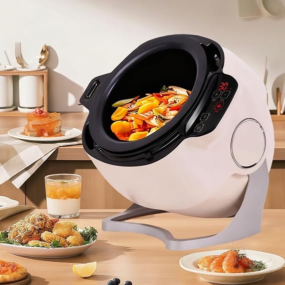 Automatic Cooking Machine, 2000W 6L auto Cooking Wok Fried Rice Machine,One-Click Smart Start, Three Speed Adjustable,360 Automatic Rotation, for Stir Frying,Stewing,Cooking(220V)