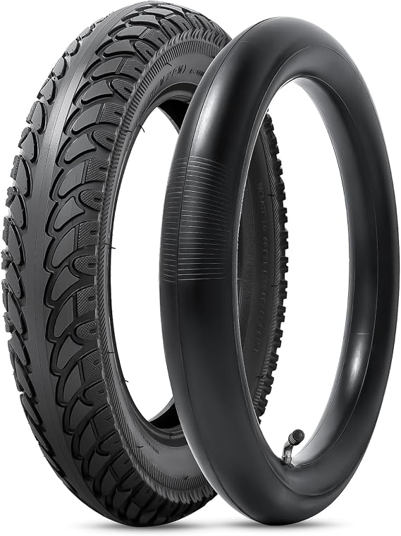 12 1/2 x 2 1/4 Replacement Tire and Inner Tube, 12.5x2.25 Tube with CR202 Angled Valve Stem, 12-1/2 x 2-1/4 Tyre Fit for Electric Scooter Razor Pocket Mod, Currie, Schwinn, GT, IZIP, eZip(1 Set)