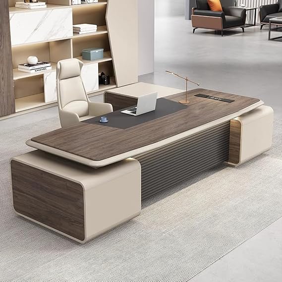 L Shaped Executive Desk with Storage Cabinet, Modern Corner Writing Computer Table, Large Home Office Desk for Work Study,79in