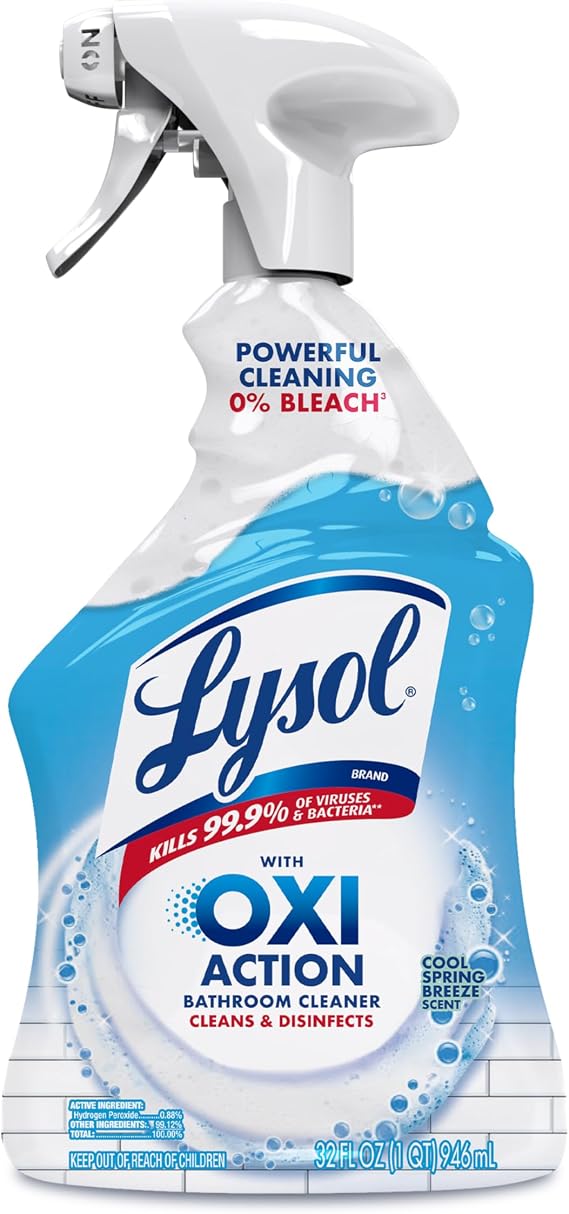 LYSOL OXI Action Bathroom Cleaner Spray, Disinfectant Spray, 32 oz
