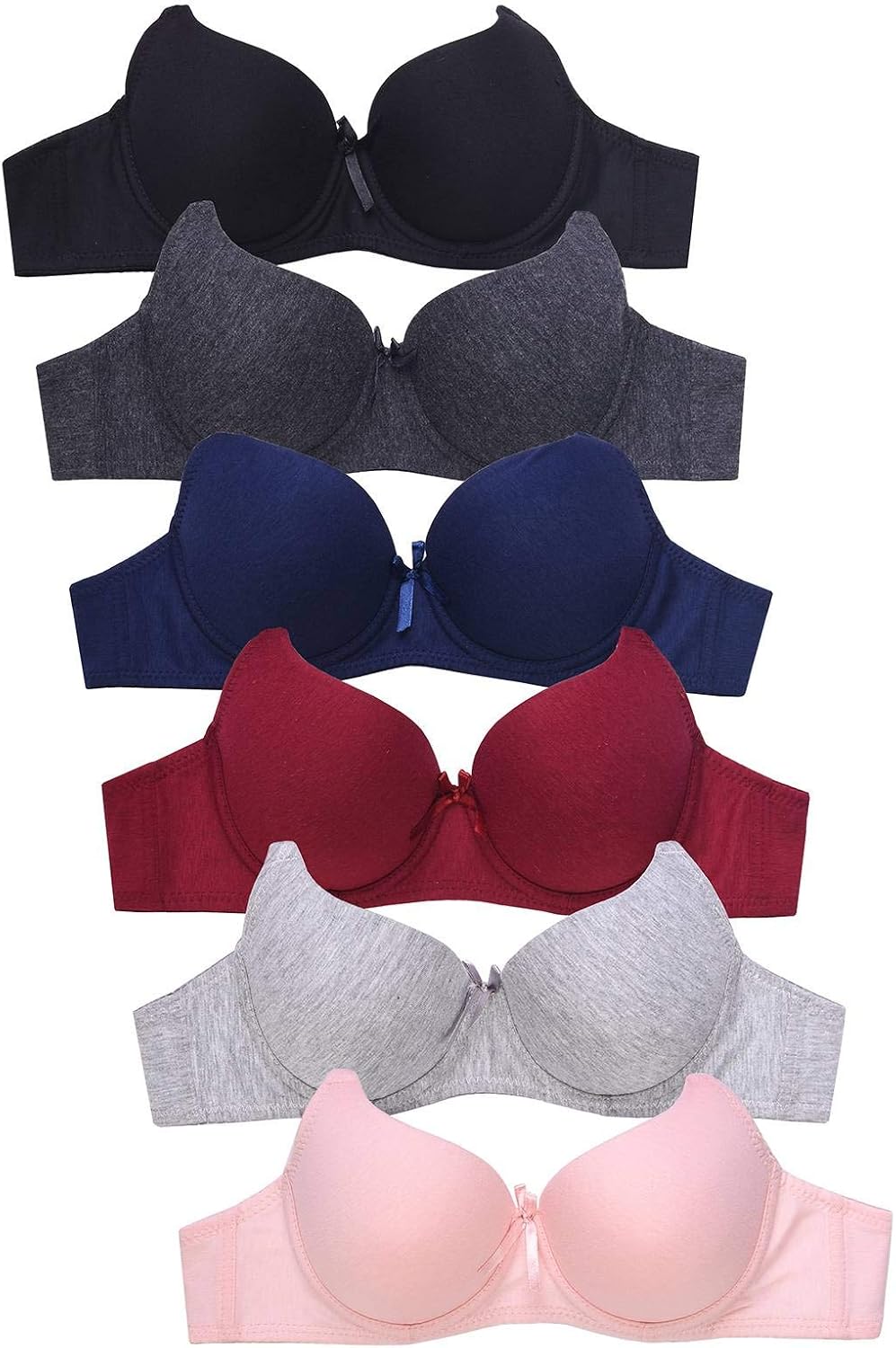 White Apparel Womens Basic Plain Bras Packs of 6 - Various Styles, 058, 36A