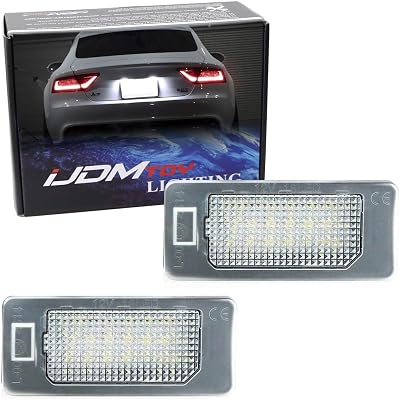 iJDMTOY Xenon White 3W Full LED License Plate Light Kit Compatible With Volkswagen: Jetta Passat Touareg, Compatible With Audi: A1 A6 A7 Q5 TT wCanbus Error Free Decoders