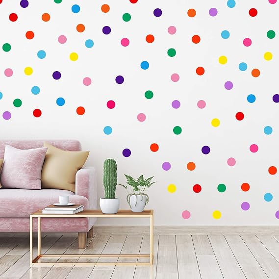 Zonon 240 Pcs 2 Inch Colored Polka Dots Wall Decals, Solid Color