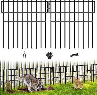 17ftL X 13inH Animal Barrier Fence, 12 Panels No Dig Fence for Dogs, 1.52IN Gap Anti Digging Dog Barrier, Rustproof Metal Garden Edging Border Defense for Outdoor, Yard, Lawn