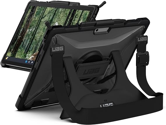 URBAN ARMOR GEAR UAG Designed for Microsoft Surface Pro 13" 12/11 Edition Case with Built-in Kickstand Hand & Shoulder Strap Pen Holder Compatible with Type Cover Keyboard Protective Cover, Plasma Ice