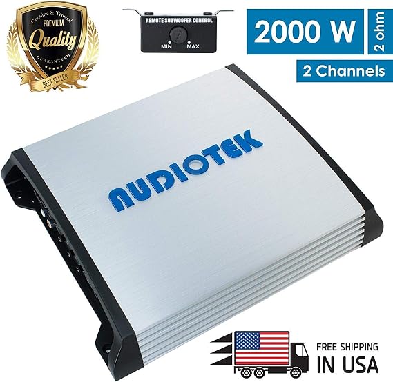 Audiotek AT920S 2000W 2 Channel Class A/B 2 Ohm Stable Car Audio Stereo Amplifier w/LED Indicator