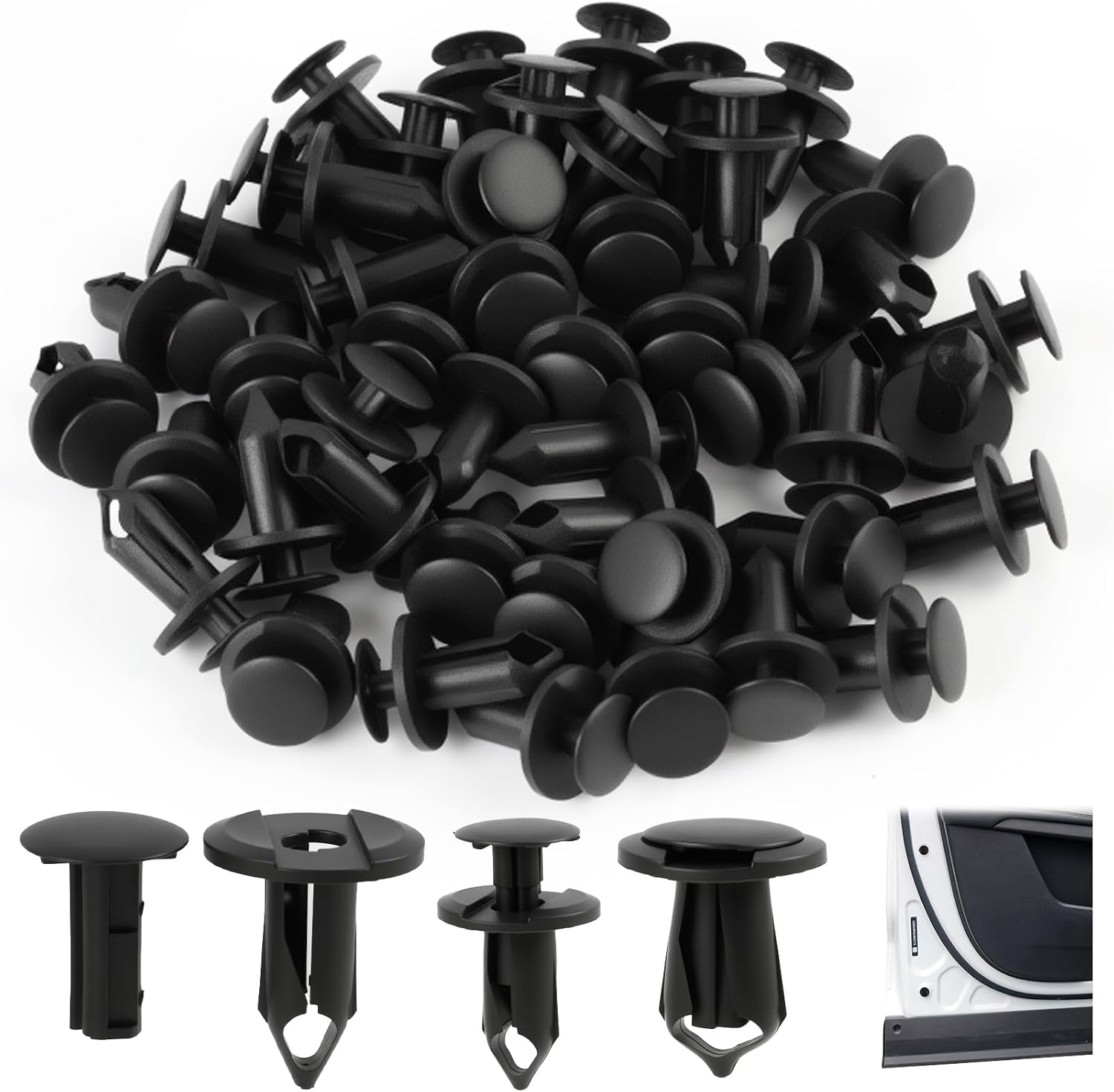 50 PCS Car Trim Panel Clips, Car Body Clips Compatible with VW Transporter T4 T5 Range Rover Evoque, Universal Fixing for Auto Interior Door Bumper Fender, Dashboard Rivets, Plastic Fasteners for Cars