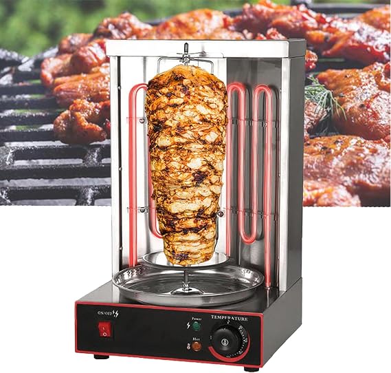 Shawarma Grill Machine, Electric Vertical Rotisserie with 2 Burners for Home, 3000w Countertop Rotating Doner Kebab Oven Broiler Gyro Maker, 360 Rotating