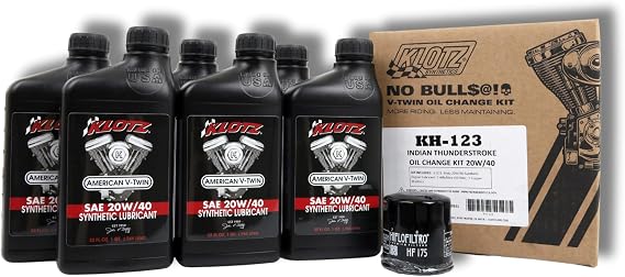 Klotz 6 Quart 20W-40 Synthetic Oil Change Kit for IndianTM Thunderstroke Motorcycle