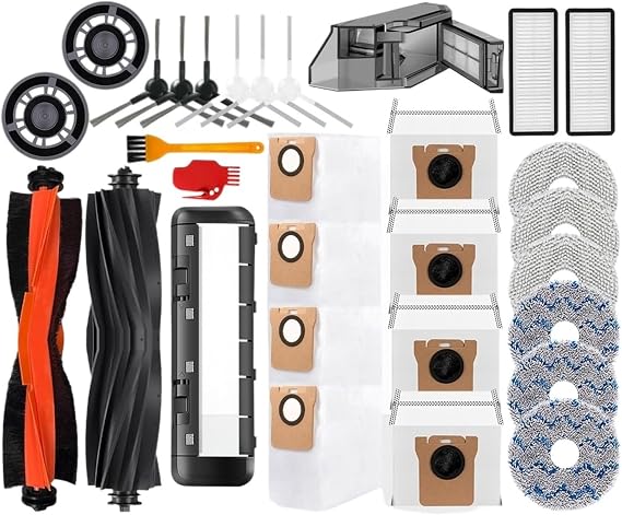 Vacuum Replacement Parts ,Compatible with Dreame Bot L20 Ultra,L30 Ultra,L20 Ultra Robot Vacuums Cleaner Roller/Main Side Brush, Mop Cloth,Hepa Filter,Dust Bag/Box(32pcs)