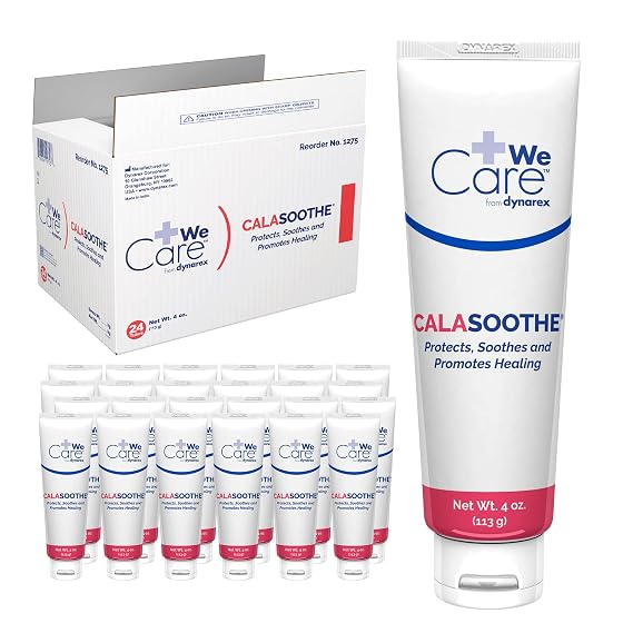 Dynarex CalaSoothe Skin Protectant Moisture Barrier Cream - Itch Cream with 20% Zinc Oxide & 0.4% Menthol for Relief of Dryness & Rash - 4 oz. Tubes, Box of 24
