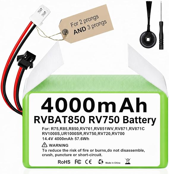 4000mAh RVBAT850 Shark Ion Battery Replacement For Shark Robot Vacuum RVBat850 RV750 R75 RV85 RV761 RV850 RV700_N RV720_N RV700 RV720 RV750 RVBAT700 RV1000S RV1100VL RV101AE UR1000 Vacuum Battery Part