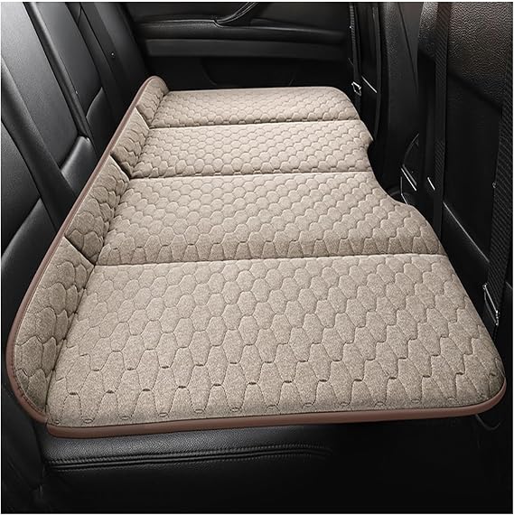 Portable Back Seat Car Folding Bed, Non-Inflatable Car Sleeping Mattress,Car Travel Camping Mattress,Double-Sided Folding Car Bed Mattress,can Have Rest On Travel (Color : Beige)