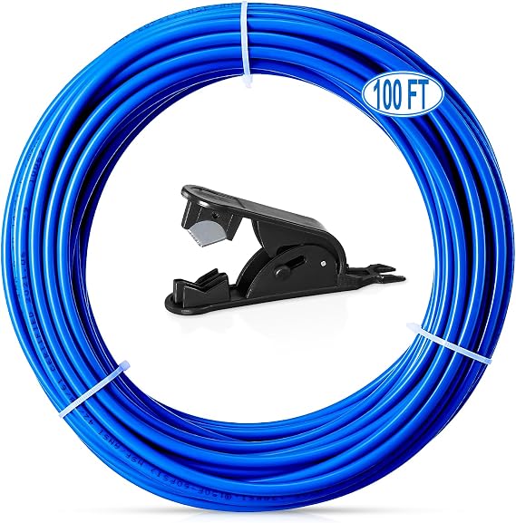100FT 1/4"O.D.RO Water Tubing,NSF Certified Hose for RO Filter System,Blue