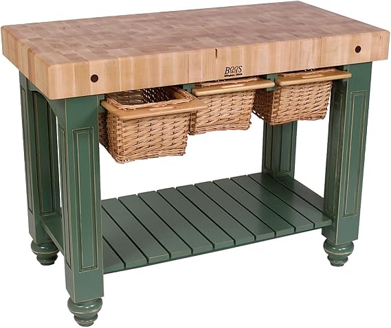 John Boos American Heritage Kitchen Island with Butcher Block Top Base Finish: Useful Gray