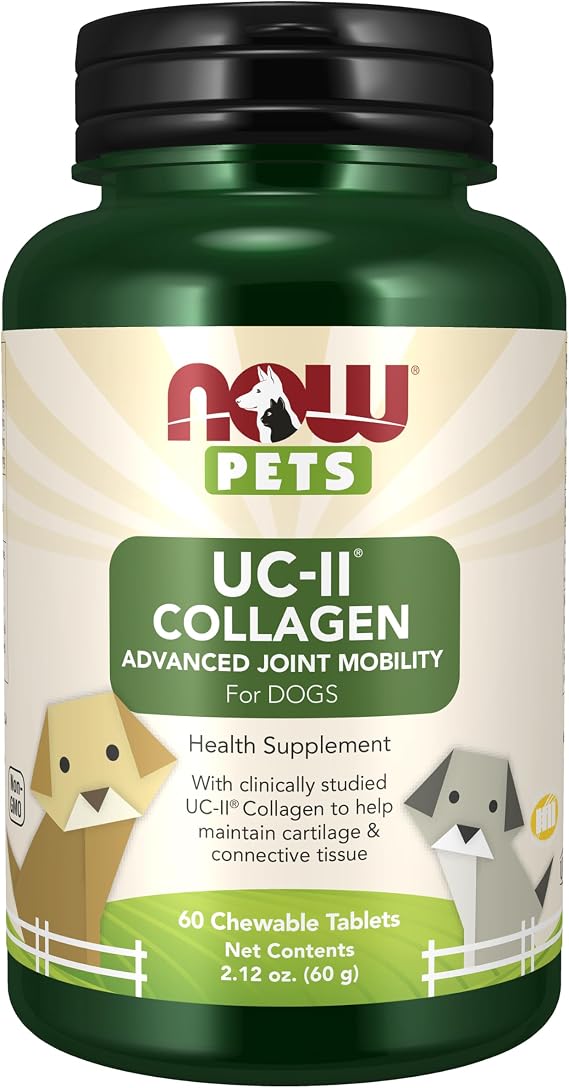 Now Pets, UC-II Advanced Joint Mobility for Dogs and Cats, Veterinarian formulated, Help Maintain Cartilage and Connective Tissue*, 60 Chewable Tablets (60 Grams)