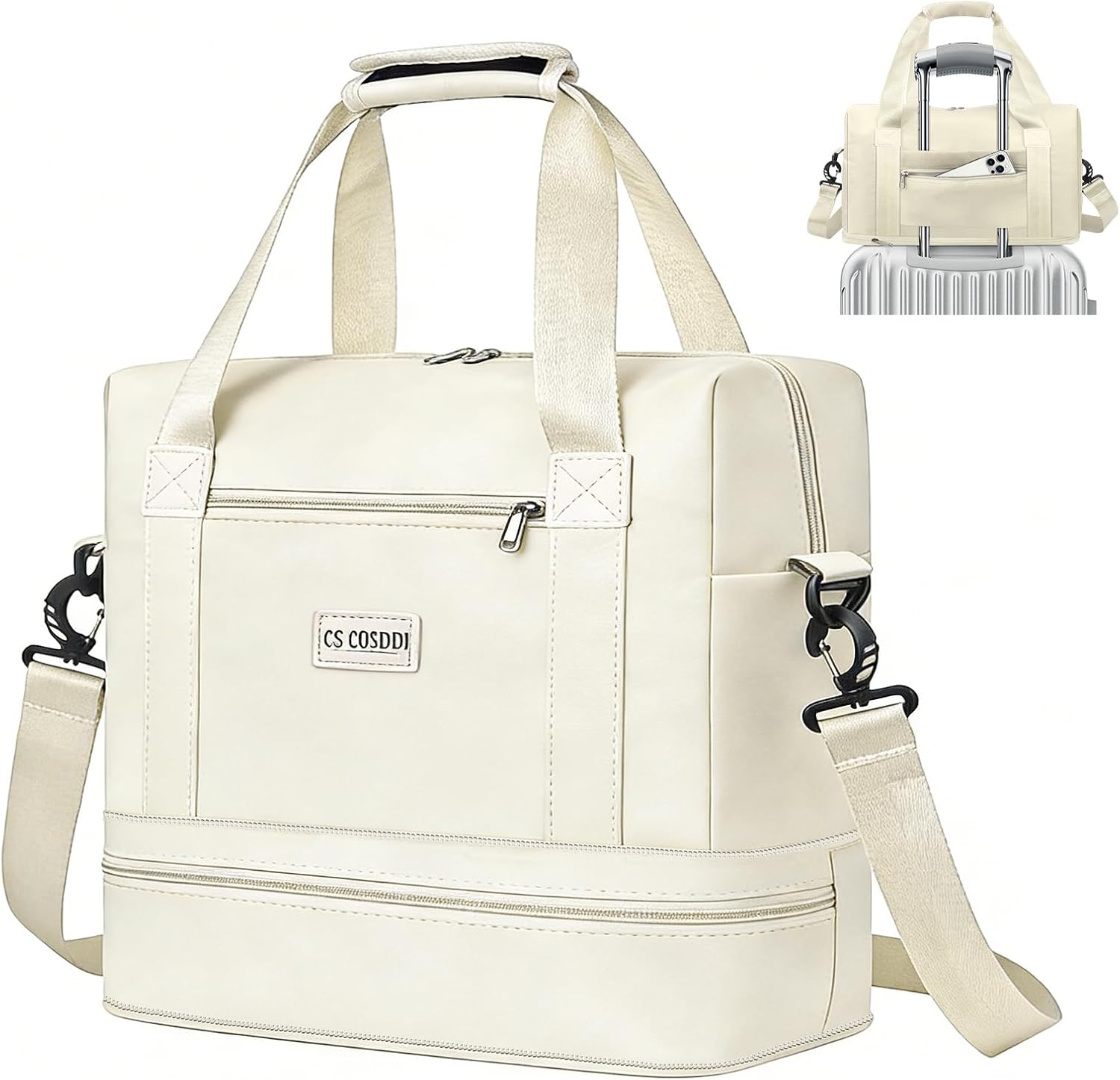 CS COSDDI Travel Bag, Overnight Bag with Shoes Compartment & Wet Pocket, Weekend Bags for Water Resistant Haspital Bag Gym Duffle Bag Women Men Holdall Bag, for Ryanair Cabin Bags 40x30x20