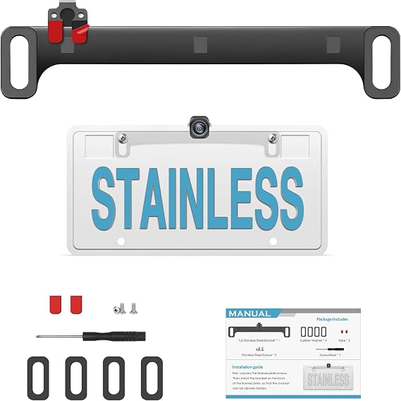 Backup Camera License Plate Mount - Upgrade Patent Design, Ultra Stable Stainless Steel Reverse Back Up Camera License Plate Mount, Universal Rear View Camera Mount Bracket