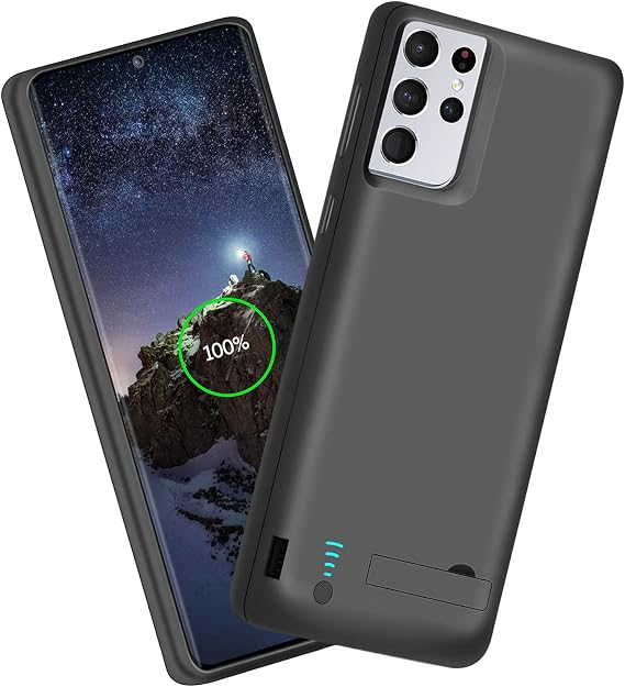Sitong Battery Case for Samsung Galaxy S21 Ultra 5G, 5000mAh Rechargeable Extended Battery Charging Charger Case, Add 100% Extra Juice, Not for S21 or S21+ (6.8 inch) Black