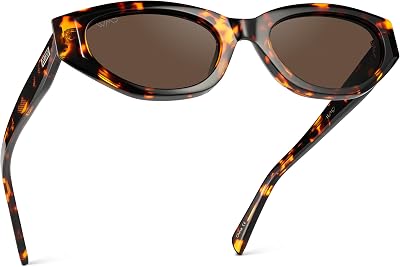 WearMe Pro - Womens Polarized Sunglasses, Narrow Fashion Cat-Eye Acetate Frame, Oval Lenses, Hand-Polished
