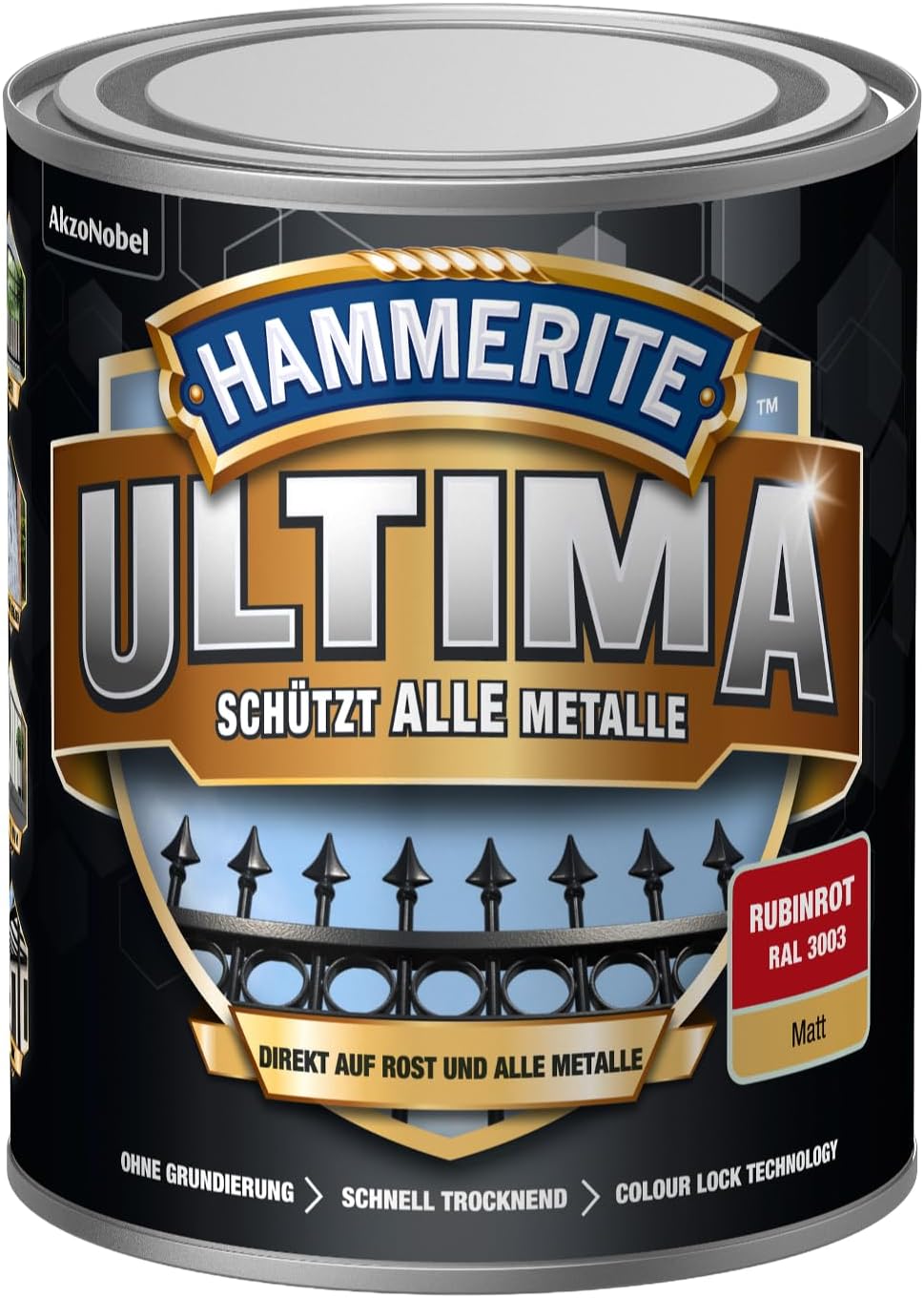 Hammerite Ultima Matt Metal Protective Paint High Quality Protective Paint for All Metals Outdoor Ruby Red RAL3003 750 ml
