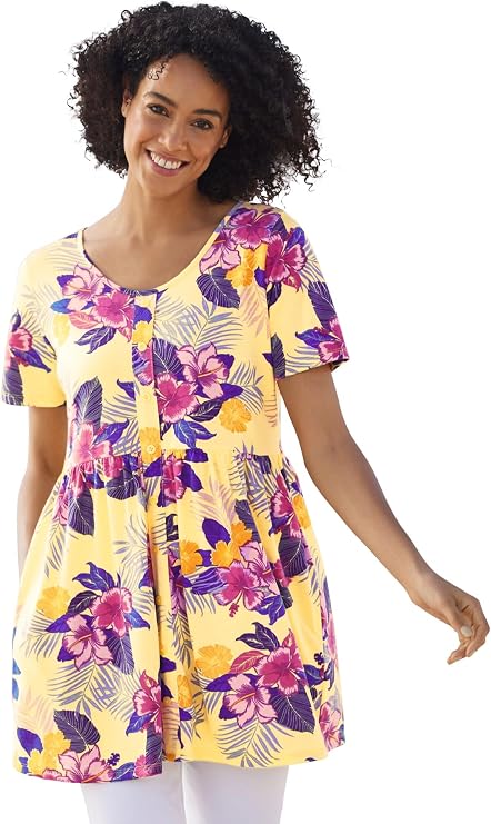 Woman Within Short-Sleeve Empire Waist Tunic