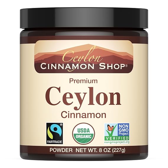 Organic Ceylon Cinnamon Powder, USDA Certified Spice - 8 ounces | Premium Grade True Cinnamon, Sri Lankan Variety, Cinnamomum Verum, All-Natural, Non-GMO, Gluten Free, Made in the USA (GMP)