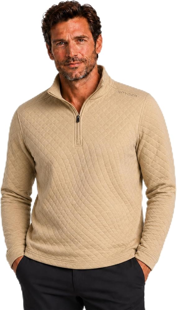 Spyder Mens Quarter Zip Pullover - French Terry Long Sleeve Sweatshirt