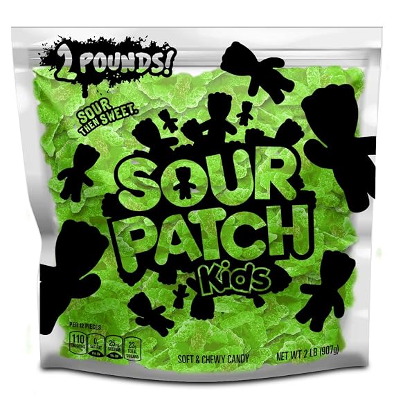 SOUR PATCH KIDS Green Lime Soft & Chewy Candy, 2 lb Bag