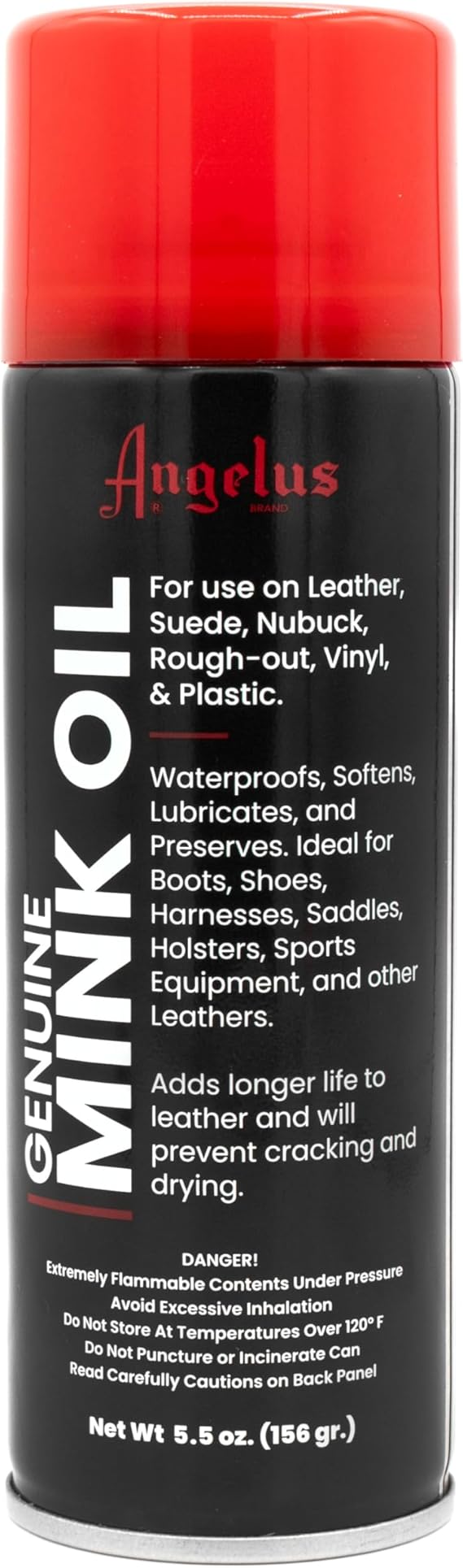 Angelus Genuine Professional Mink Oil Conditioner Spray, 5.5 oz - Premium Leather Conditioner, Waterproofs, Softens, Extends Life of Leather Shoes, Boots, Gloves, Saddles - for Suede, Nubuck, Vinyl