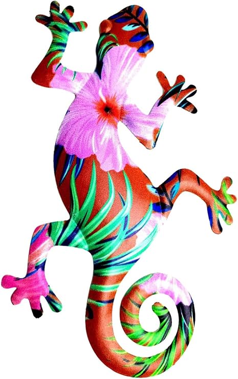 Taotenish Gecko Metal Wall Art Metal Lizard Art Wall Sculpture Hanging Decorations for Indoor Outdoor Home Bedroom Living Room Office Decor - Style 4
