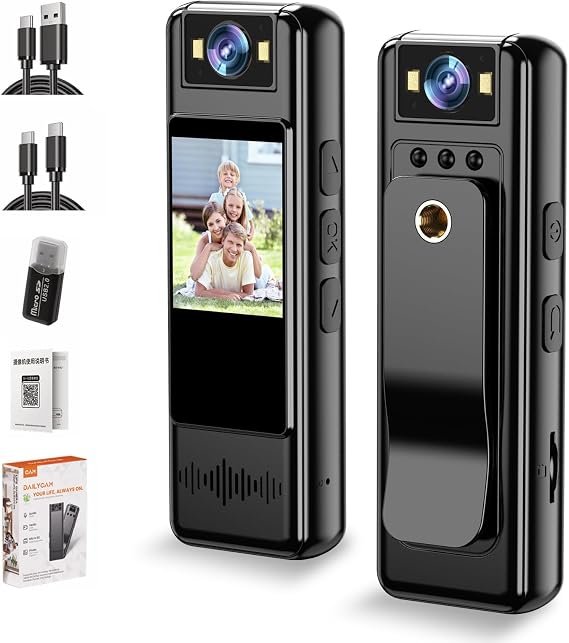Mini Body Camera with Audio And Video Recording, 1080P Police Action Body Camera with Memory Card Body Worn Cam,Premium Portable Wearable Patrol Camcorder for Work Records,Guard (128GB)