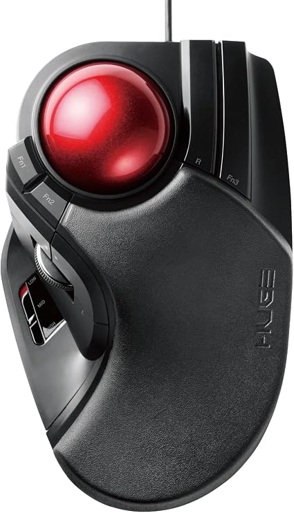 ELECOM USB Wired Trackball Mouse, Large Ball, 8 Buttons, Tilt Function, Black M-HT1URXBK
