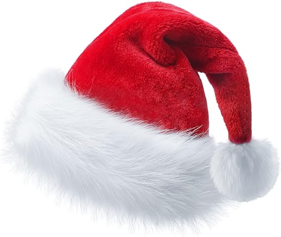 Haomaomao Santa Hat for Adults/Kids/Baby Christmas Hat Red Velvet Holiday Unisex Xmas Hat for New Year Festive Festival Party
