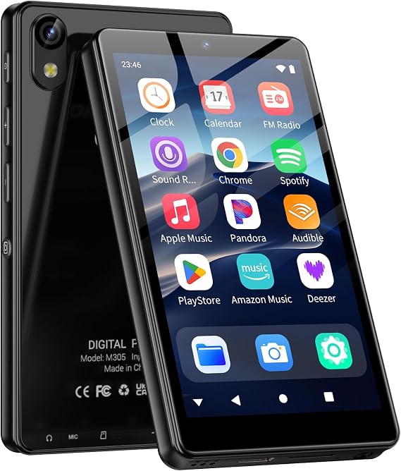 32 GB MP3 Player with Bluetooth and WiFi Camera Oilsky 4.02 Inch HD Android 13 Music Player with Spotify Audible Deezer MP3 & MP4 Player Touchscreen and Speaker