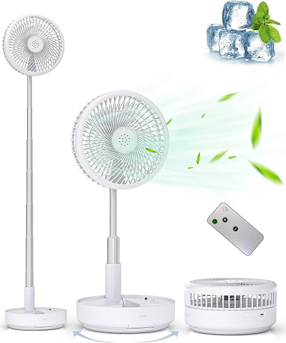 Portable Fan for Travel, Rechargeable Oscillating Fan with Remote