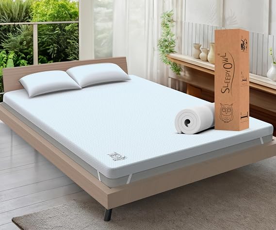 Sleepy Owl 3 Inch Gel Memory Foam Mattress Topper, King 150x200 | King 150x200cm, 7cm gel-infused memory foam, orthopedic back pain relief, removable washable zipped cover, elastic straps