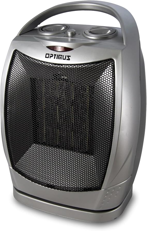 Optimus H-7247 1500-Watt Portable Oscillating Ceramic Heater, Silver (93578897M)