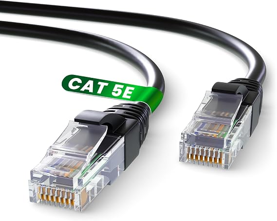 Mr. Tronic Blue Cat 5E Ethernet Cable 5m, High Speed LAN Ethernet Network Cable with RJ45 Ends Connectors, 5m Cat5E Internet 1 Gbps, ADSL AWG24 Patch, UTP CCA (5 Meters, Black)