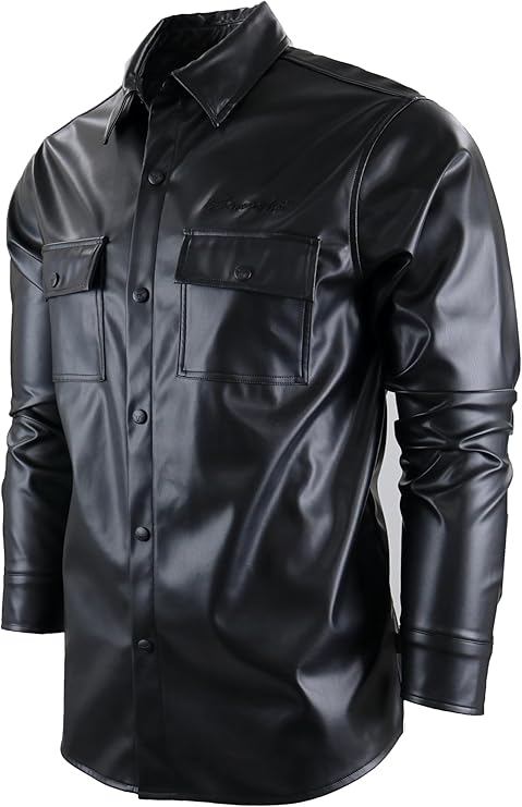 SCREENSHOT Tracksuits 3202 Mens PU Urban Premium Track Set Vegan Leather Athletic Streetwear Fashion Suit