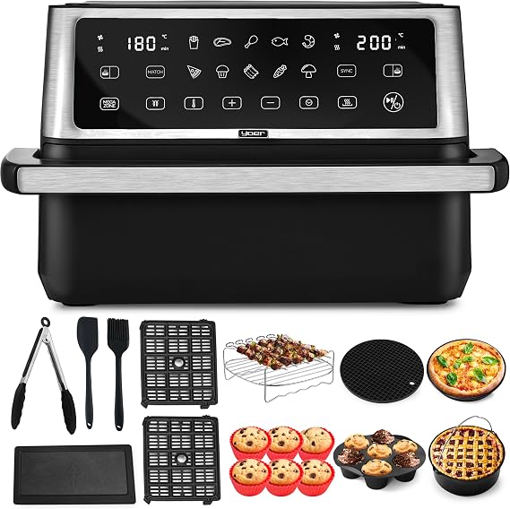 Yoer Hot Air Fryer 11L Airfryer 6-in-1 12 Automatic Programmes