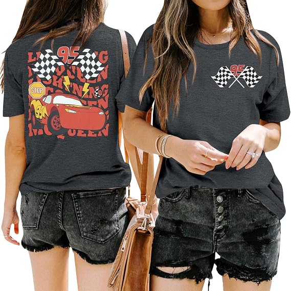 Cars Shirt for Women Racing Lover Shirts Race Checkered Flag T-Shirts Tops