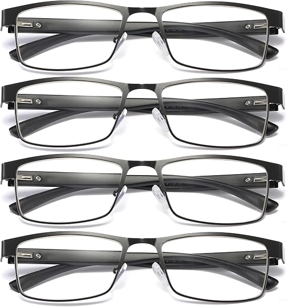 B&Q 4 Pack Reading Glasses Men Blue Light Blocking Readers for Men