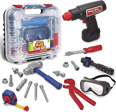 Kidzlane Tool Set for Toddlers and Kids - 20pcs Toy Tools with Electronic Cordless Drill and Tool Box - Tool Box for Kids, Toddler Boys and Girls - Kidzlane Tool Set 19 Pieces - Play Tool Kit