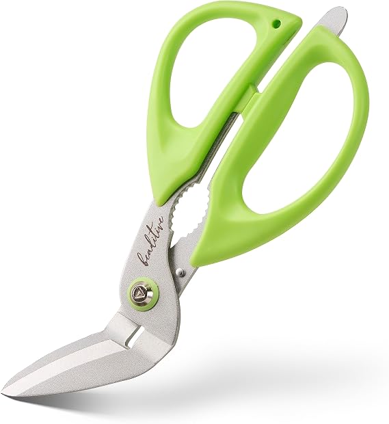 Heavy Duty Multipurpose Angled Craft Scissors 7" - Japanese Stainless Steel, Serrated Blade - Craft Shears for Cardboard, Plastic, Leather, Fabrics, and Packaging
