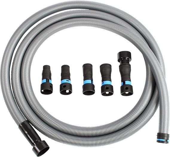 Cen-Tec Systems Quick Click 6m Hose 5-Piece Power Tool Adaptor Set for Dust | For home and shop vacuums. Dust collection adaptor set fits standard power tools.